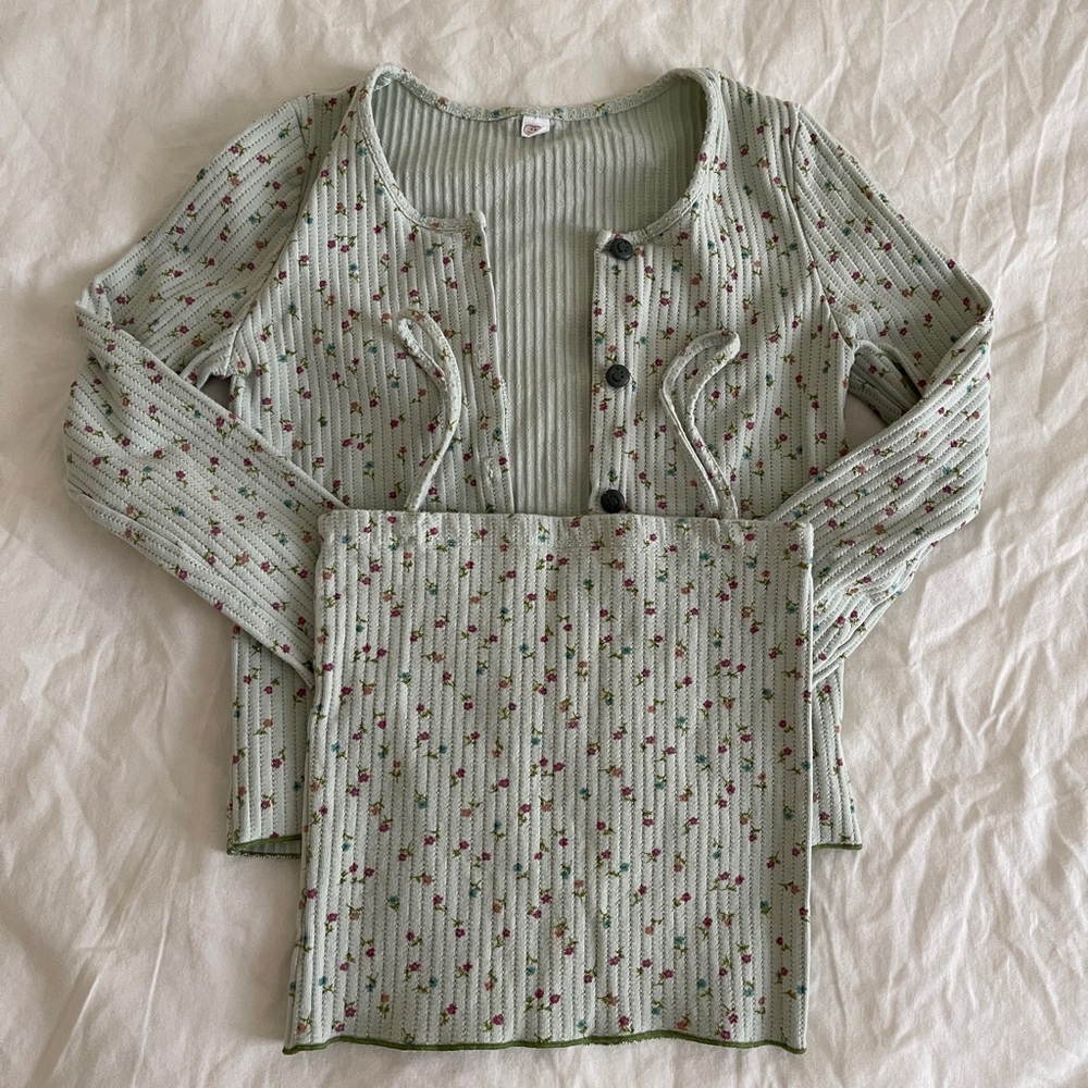 Floral Matching Top Set Y2K